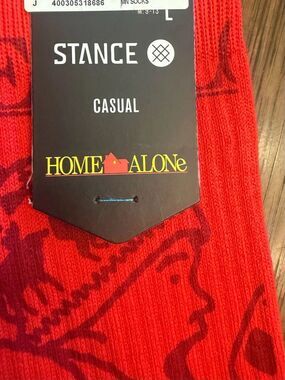 Stance x Home Alone Christmas NWT Red Casual Home Alone Crew Socks. Size L